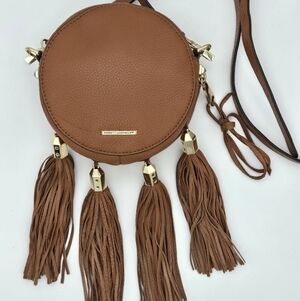 Rebecca Minkoff Pebbled Leather Round Crossbody Bag with Tassels